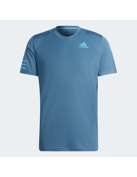 Adidas Club 3 Striber Blå T-shirt til Tennis 