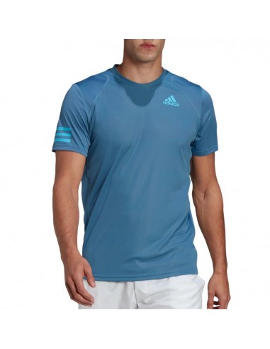 Adidas Club 3 Striber Blå T-shirt til Tennis  Adidas Club 3 Striber Blå T-shirt til Tennis