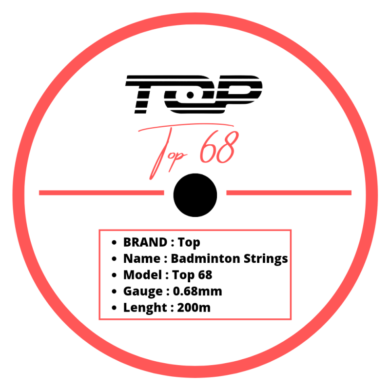 Cordage de badminton Top 68 Metallic  (Bobine de 200m) 