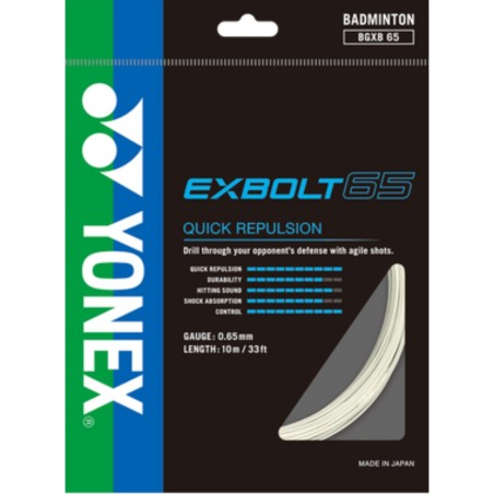 Set Cordage de Badminton Yonex Exbolt 65 Blanc (10 M)