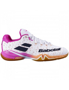 Chaussures de Badminton Babolat Shadow Tour Femme (Blanc/Rose) 