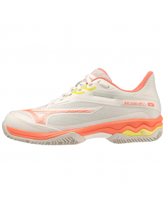 Chaussures Tennis Mizuno Femme Wave Exceed Light 2 AC (White/Pink) 