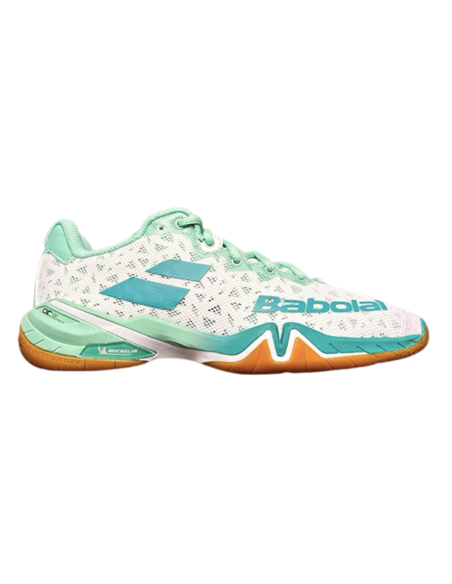 Zapatillas de bádminton Babolat Shadow 4 para mujer Blanco/Laguna 