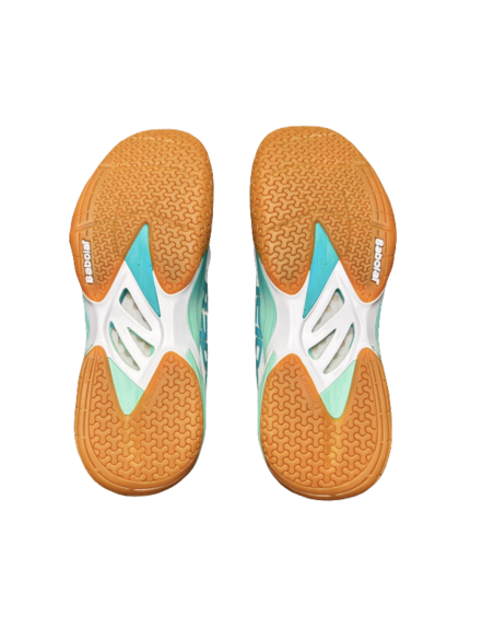 Zapatillas de bádminton Babolat Shadow 4 para mujer Blanco/Laguna 
