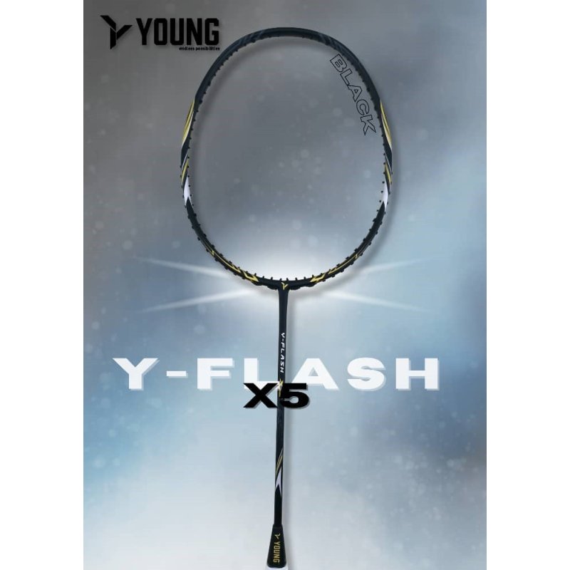 Raquette Badminton Young Y-Flash X5 Noir 4U Rigide Balance Tête | Sport Article