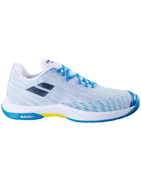 Badmintonschoenen voor Heren Babolat Shadow Spirit 2 Heren Wit/Algiers Blauw