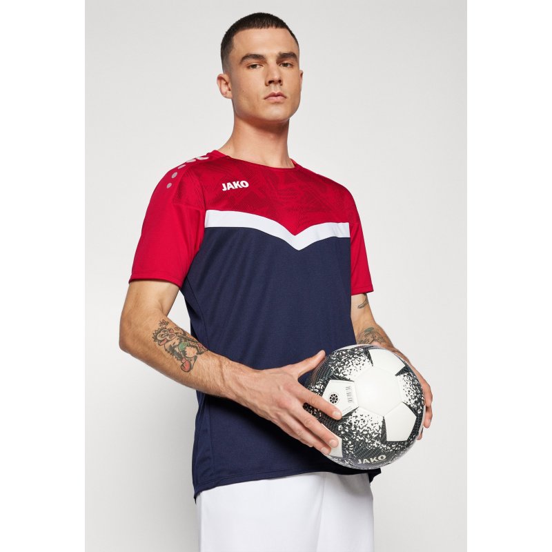 JAKO T-SHIRT PERFORMANCE BLANC ROUGE NOIR