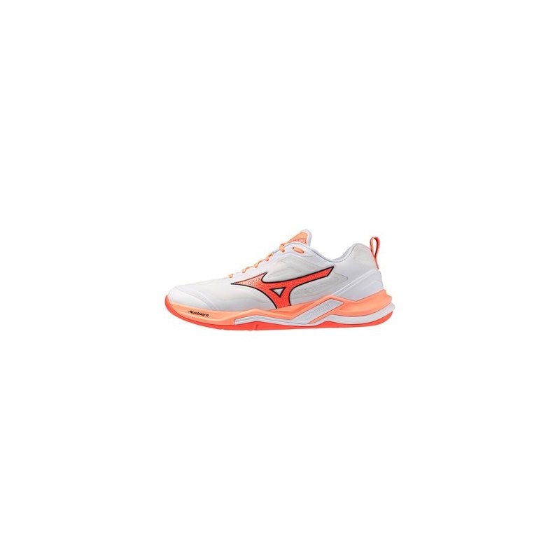 Chaussures Mizuno Wave Stealth Elite Blanc/Saumon | Sport Article