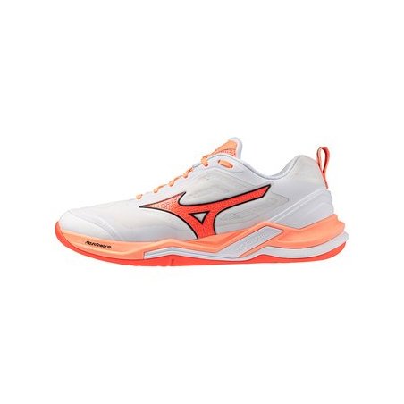 Chaussures Mizuno Wave Stealth Elite Blanc/Saumon | Sport Article