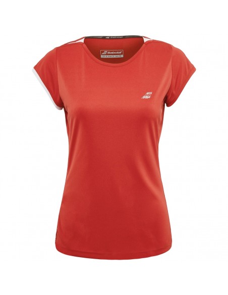 T-shirt Babolat Dame Sleeve Performance rød til tennisspil 